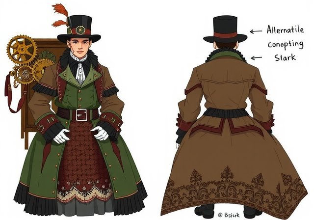 Alternative steampunk concept for game character