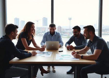 Team collaborating on game design